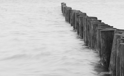 houten palen in het water