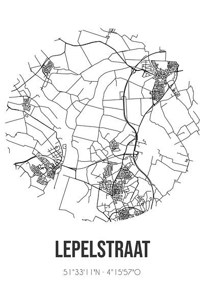 Lepelstraat (North Brabant) | Map | Black and White by Prints of Place