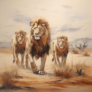Löwen in den hellen Farben der Savanne von The Xclusive Art