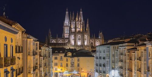 Vue nocturne de la cathédrale de Burgos, en Espagne