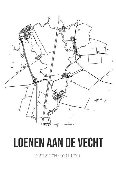 Loenen aan de Vecht (Utrecht) | Map | Black and white by Prints of Place