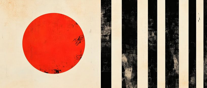Japanese flag with stripes - Abstract by Poster Art Shop