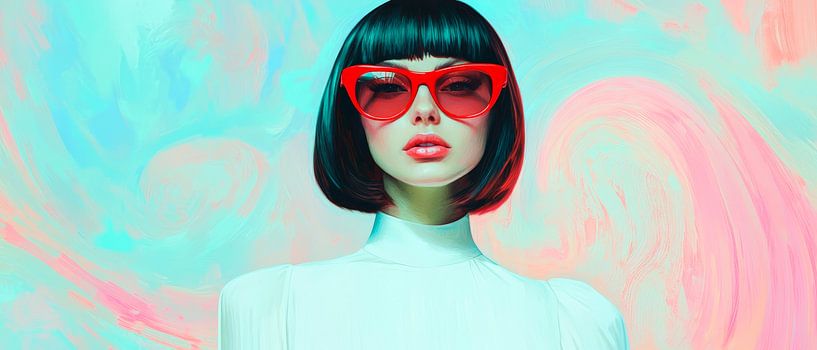 Futuristic portrait with red glasses by Poster Art Shop