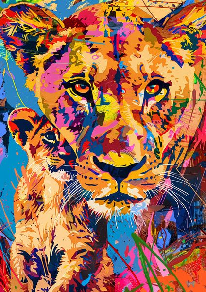 Löwin mit Baby von Lufy