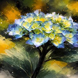 Blaue Hortensie von Linda de Klein