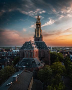 Akerk, Der Aa-kerk, zonsondergang Groningen van Harmen van der Vaart