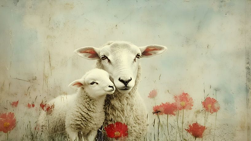 De schapen in het papaverveld van Heike Hultsch