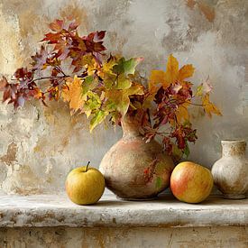 Herbstblätter und Äpfel - Ruhiges Stilleben von Joriali Fotografie und Gemälde