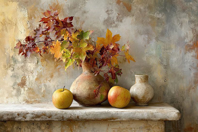 Autumn Leaves and Apples - Quiet Still Life by Joriali photography and paintings