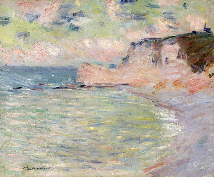 Claude Monet, Klippen und die Porte Damont, Morgenstimmung, 1885 Ol von finemasterpiece