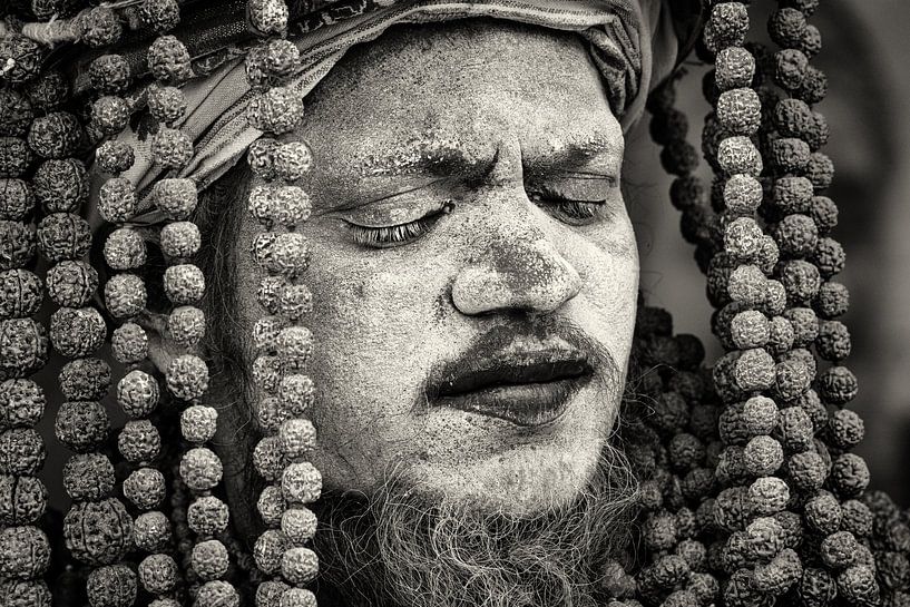 Portrait of a Naga Sadhu at Kumbh Mela festival India by Marco Rutten