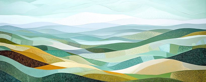 Bunte, wellige Landschaft von Abstraktes Gemälde