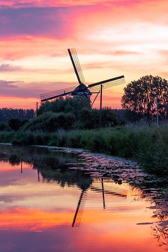 Gekleurde lucht bij de windmolen