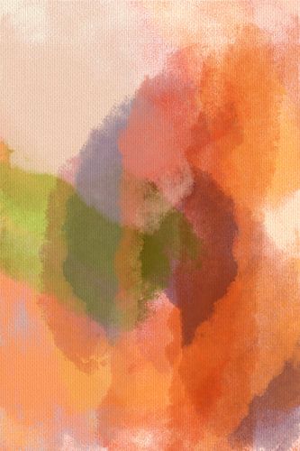 Kleurrijk abstract aquarelschilderij in oranje, groen, lila, paars