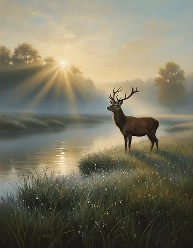 Morning Mist and Deer