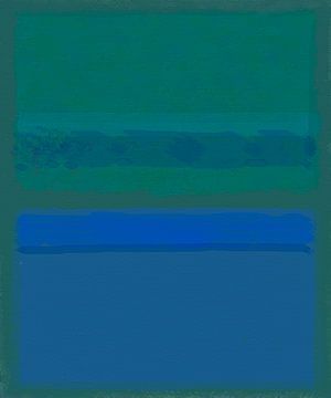 Abstract schilderij met blauwe en groene kleurvlakken