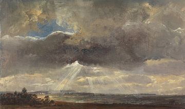 Wolken en zonnestralen boven de Windberg bij Dresden, Johan Christian Dahl, Johan Christian Dahl.
