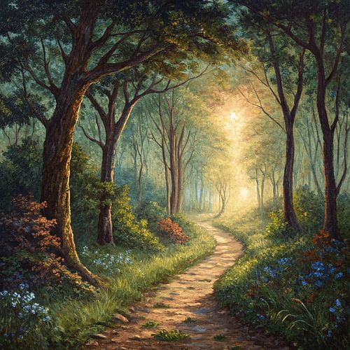 Grillig bospad: Een eenzame reis door het betoverde bos