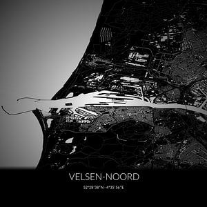 Zwart-witte landkaart van Velsen-Noord, Noord-Holland. van Rezona