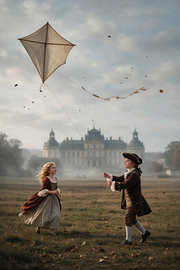 Kite-flying at the Castle – Old Masters by Peter Pen Drawings and Paintings