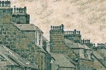 17 Century terraced houses roofs with dormers and chimneys by Anna Marie de Klerk