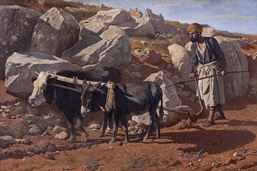 Ploegos und Esel mit Fellachen, Charles Verlat, 1876