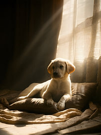 Labrador puppy in soft light – photorealistic by Dreiling.Art