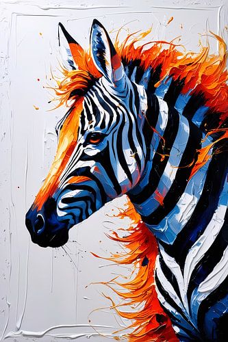 Zebra met vurige oranje manen