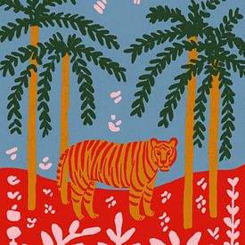 Tijger onder palmen van Treechild