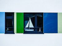 Seagull, sailing boat and light house