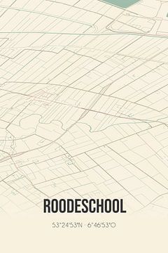 Vintage landkaart van Roodeschool (Groningen) van Rezona