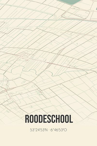 Carte ancienne de Roodeschool (Groningen) par Affiches de lieux