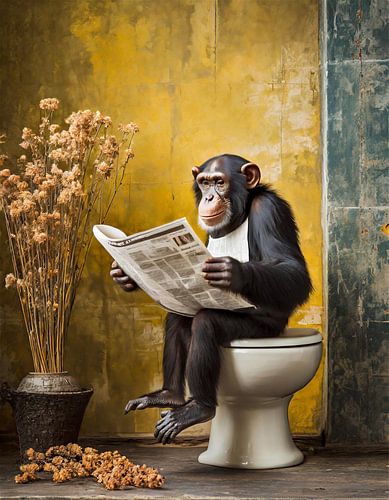 Aap op de wc van Martin Mol