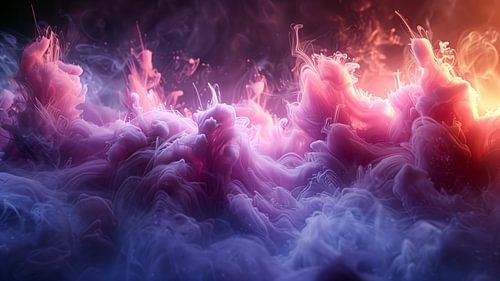 Liquid Smoke Background. Pink Magenta Purple Colour Ink Dynamic Motion Background Abstract