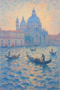 Gondolas of Venice – Impressionist Reflections at Dusk