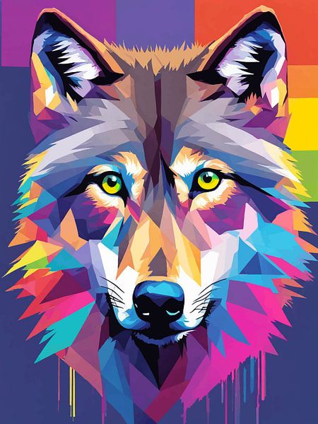 Grauer Wolf Pop Art von MIROKKU