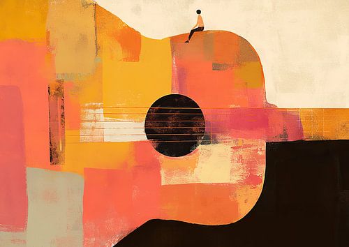 Gitarre sitzende Person | Person auf großer Gitarre