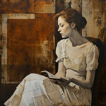 Fille avec livre | Portrait moderne sur Tableaux ARTEO