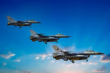 3x F-16 Fighting Falcon, die J505, J144 und J368, Niederlande. Zusammenstellung