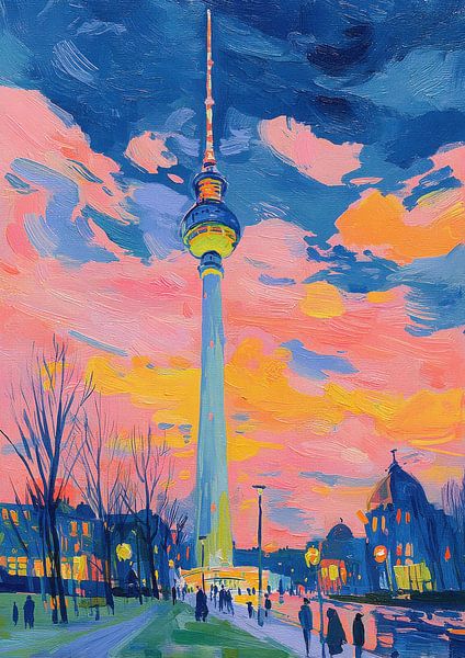 Alexanderplatz Berlin Gouache von Niklas Maximilian