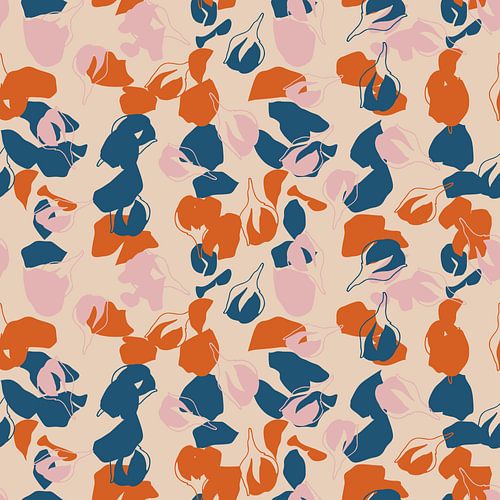 Bloemenmarkt Oslo. Scandinavische bloesem in oranje, roze, blauw.