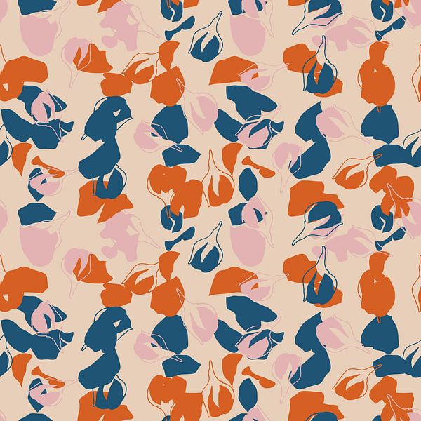 Flower market Oslo. Nordic blossom in orange, pink, blue. by Dina Dankers