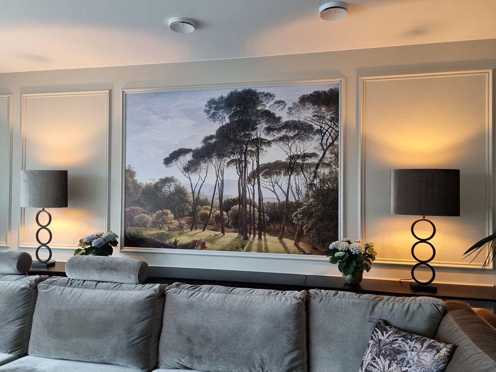 Italian landscape with parasol pines, Hendrik Voogd, digitally restored  by Lars van de Goor 