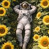 Astronaut Relaxing in a Sunflower Field by Dodik Hariyono