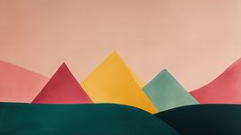 Coloured pyramids in soft colours: an abstract panorama by TheXclusive Art