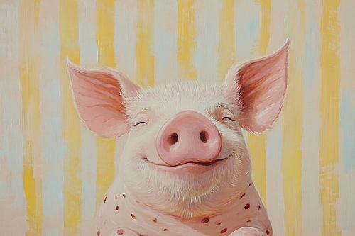 Cochon rose souriant sur Art Merveilleux