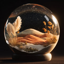 Miniatur-Boho-Wüste in einer Glaskugel mit Pampasgras und Sanddünen von TheXclusive Art