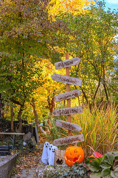 Signpost in October by Photoart-Naegele