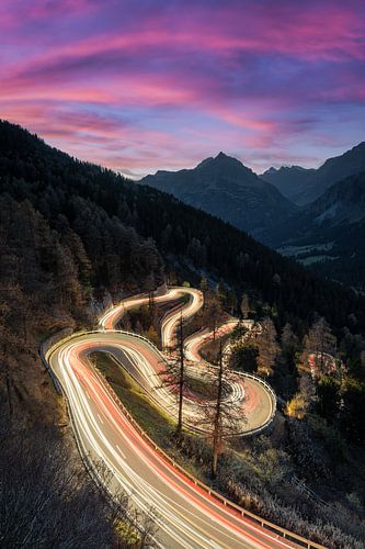Col de la Maloja en Suisse, le soir