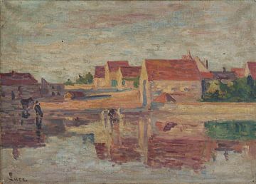 Maximilien Luce, Dorp aan een rivier, 1900 van Atelier Liesjes